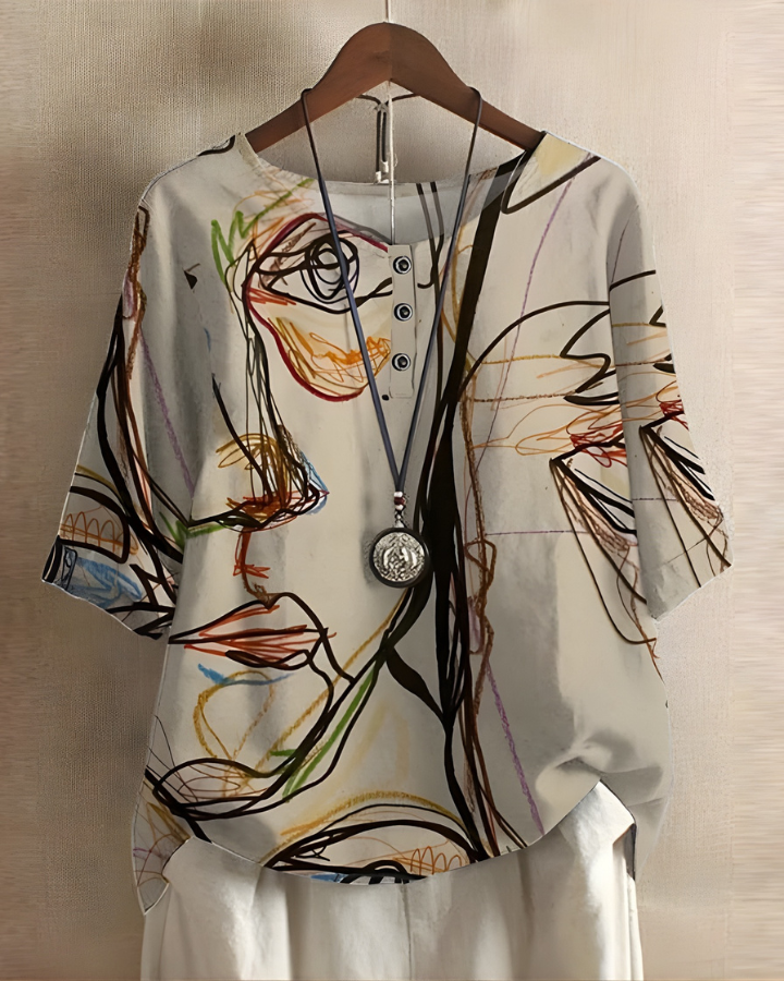 Sophie | Relaxed Summer Boho Top — Beige — Alfa Empire, view 6