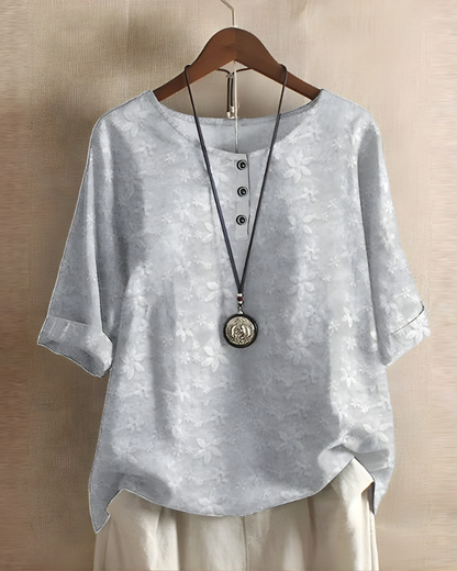 Sophie | Relaxed Summer Boho Top — Light Gray — Alfa Empire, view 7