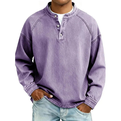 Stanley | Vintage Button Long Sleeve Shirt — Purple — Alfa Empire, view 2