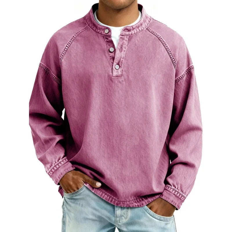 Stanley | Vintage Button Long Sleeve Shirt — Pink — Alfa Empire, view 7