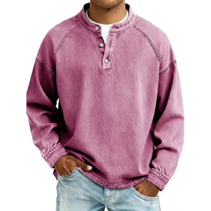 Stanley | Vintage Button Long Sleeve Shirt — Pink — Alfa Empire, view 7