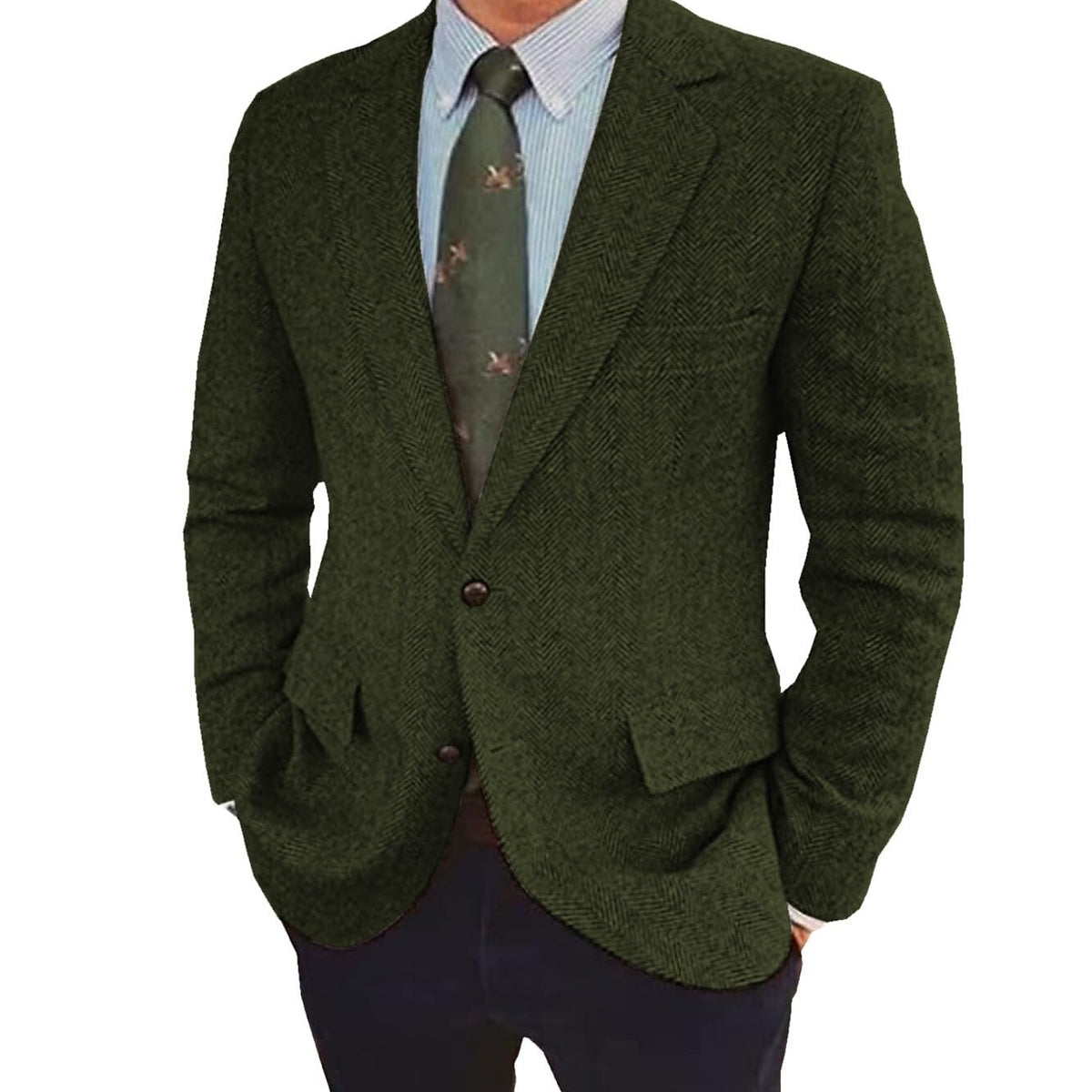 Stefan | Retro Single-Breasted Two-Buttons Jacket — Green — Alfa Empire, view 2