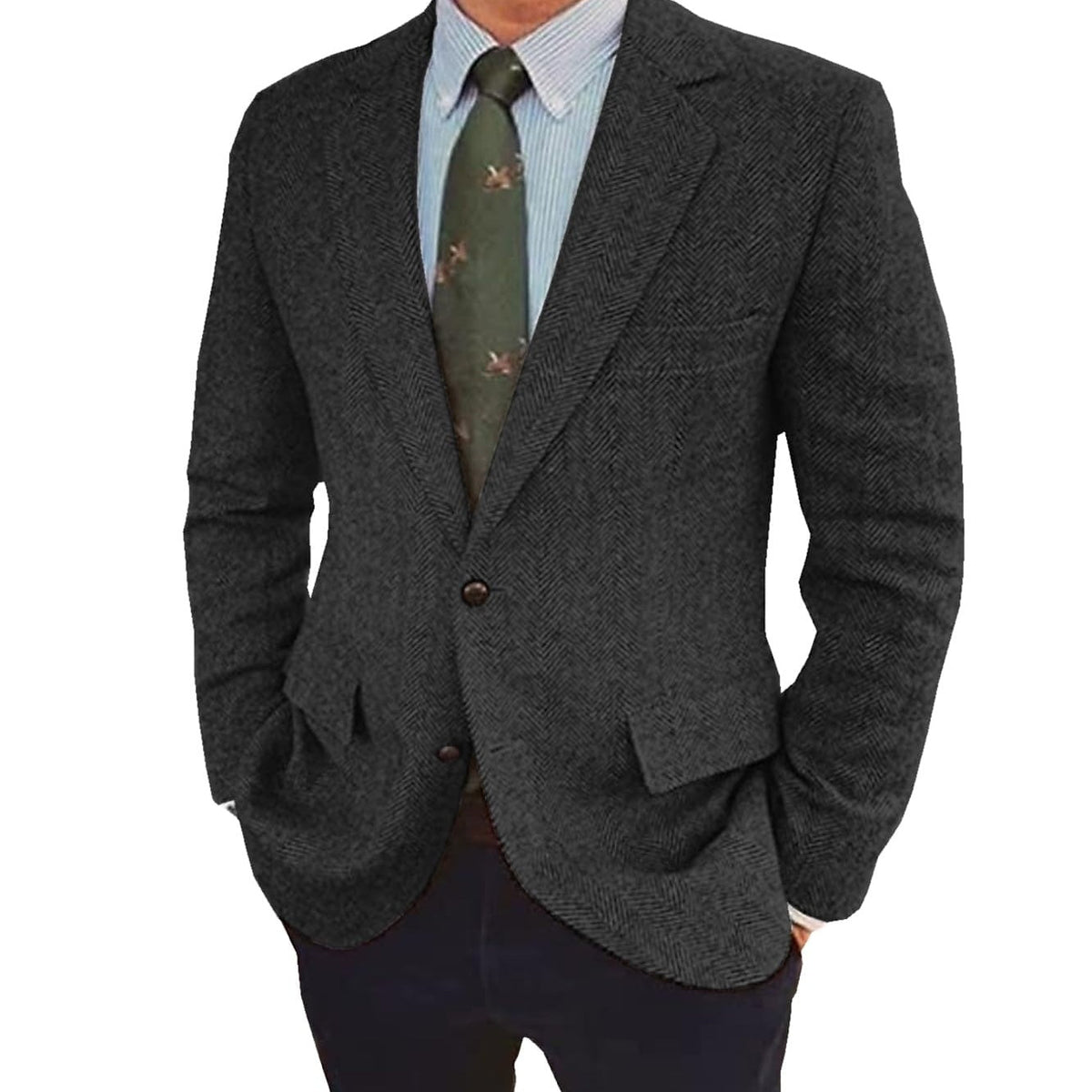 Stefan | Retro Single-Breasted Two-Buttons Jacket — Black — Alfa Empire, view 3