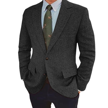 Stefan | Retro Single-Breasted Two-Buttons Jacket — Black — Alfa Empire, view 3