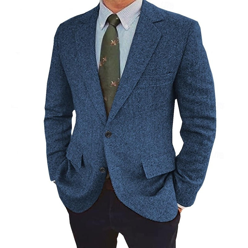 Stefan | Retro Single-Breasted Two-Buttons Jacket — Blue — Alfa Empire, view 4