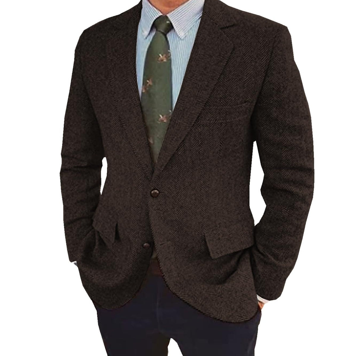 Stefan | Retro Single-Breasted Two-Buttons Jacket — Coffee — Alfa Empire, view 6