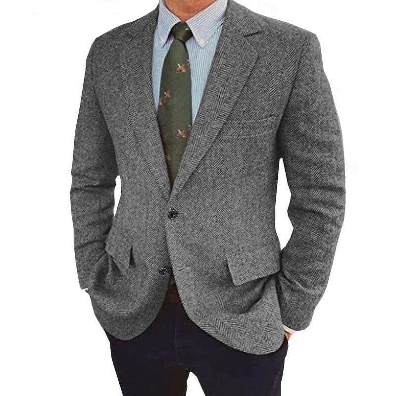 Stefan | Retro Single-Breasted Two-Buttons Jacket — Grey — Alfa Empire, view 8