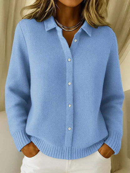 Susan | Refined Cozy Knit Cardigan — Blue — Alfa Empire, view 1