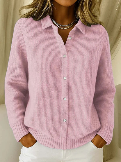 Susan | Refined Cozy Knit Cardigan — Pink — Alfa Empire, view 2