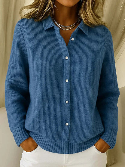 Susan | Refined Cozy Knit Cardigan — Dark Blue — Alfa Empire, view 4