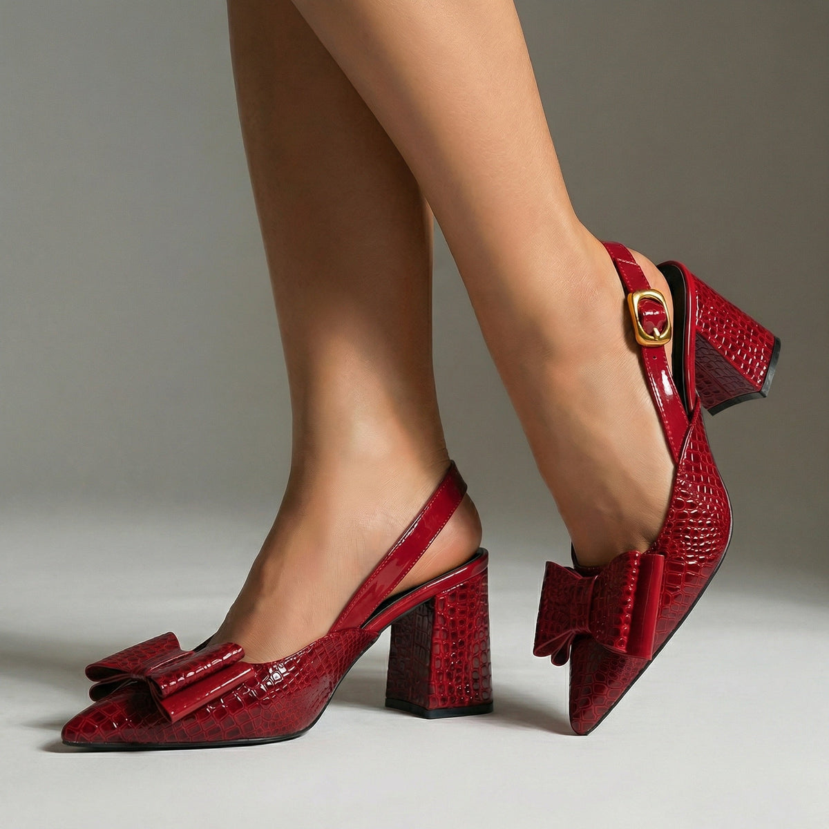 Sylvia | Modern Pointed Slingback Heels — Wine Red — Alfa Empire, view 1