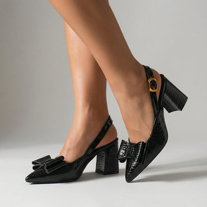 Sylvia | Modern Pointed Slingback Heels — Onyx Black — Alfa Empire, view 4