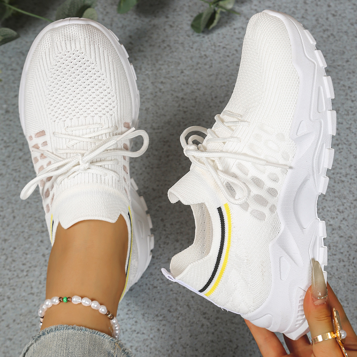 Tania | Chunky Lace-Up Sneakers — White — Alfa Empire, view 3