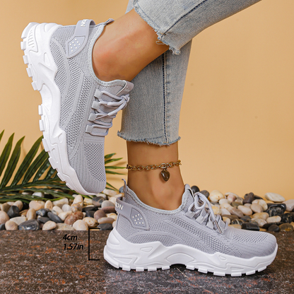 Tania | Chunky Lace-Up Sneakers — Gray — Alfa Empire, view 6