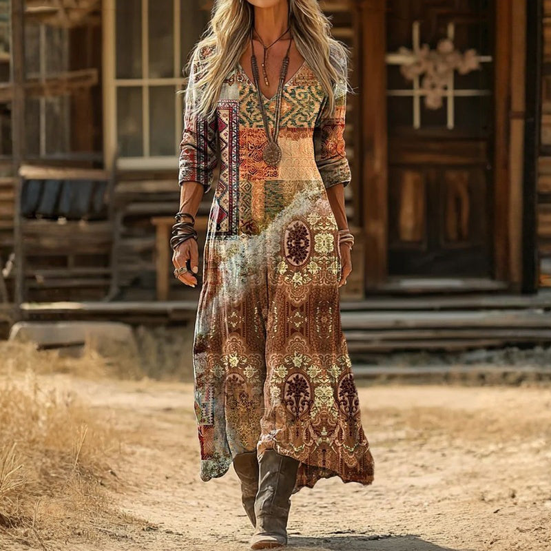 Teresa | Vintage-Inspired Long Sleeve Casual Dress — MultiColor — Alfa Empire, view 1