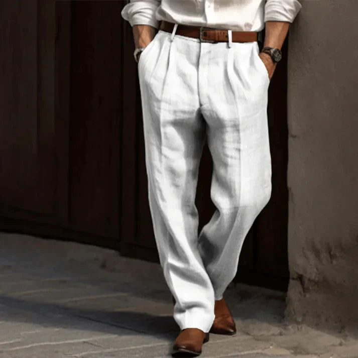 Thomas | Casual Baggy Suit Pants — White — Alfa Empire, view 2