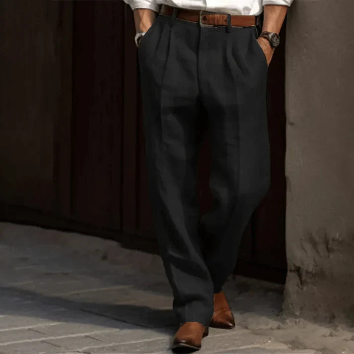 Thomas | Casual Baggy Suit Pants — Black — Alfa Empire, view 3