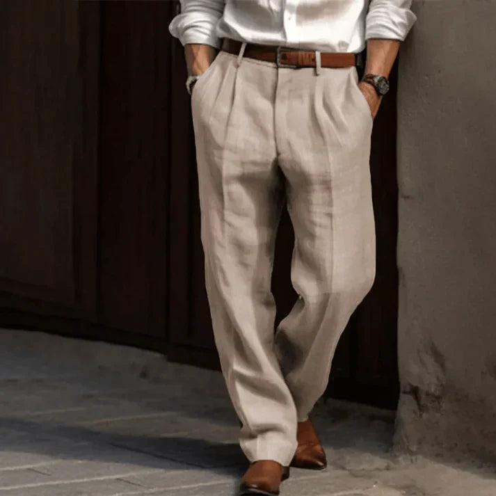 Thomas | Casual Baggy Suit Pants — Beige — Alfa Empire, view 4