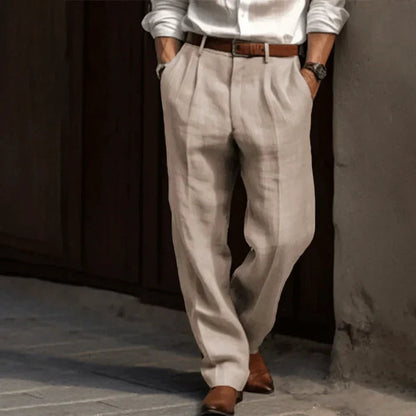 Thomas | Casual Baggy Suit Pants — Beige — Alfa Empire, view 4