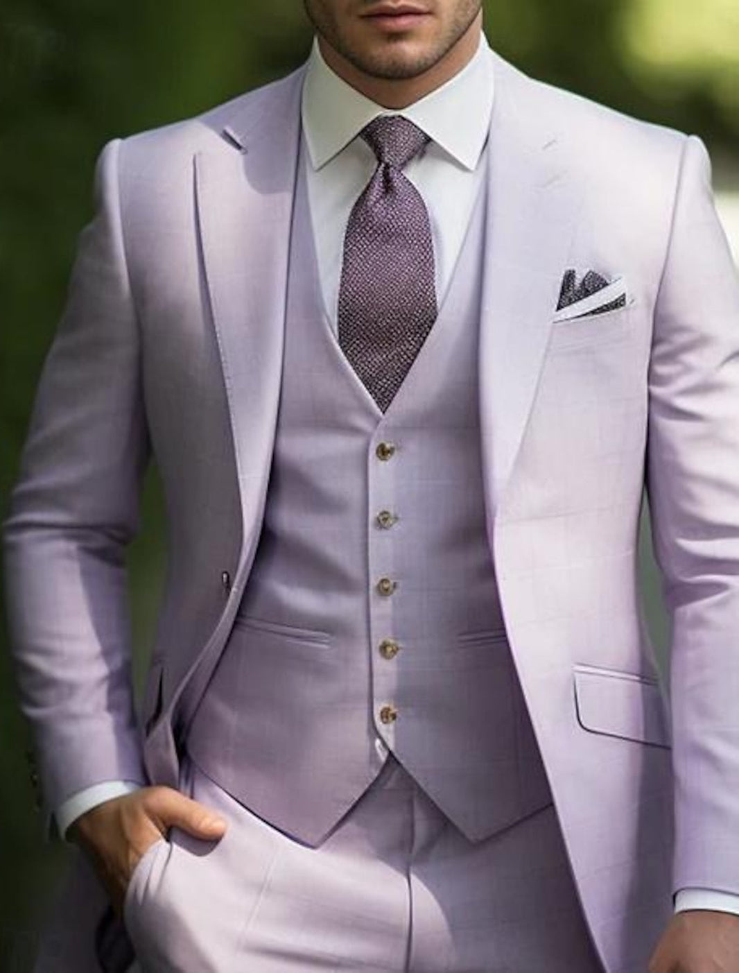 Tommy | Casual Single Breasted One-Button 3 Pieces Suit — Purple — Alfa Empire, view 1