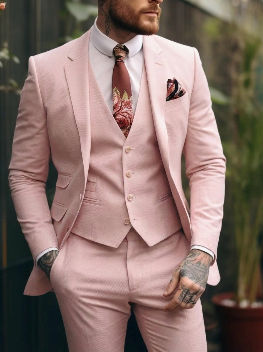 Tommy | Casual Single Breasted One-Button 3 Pieces Suit — Pearl Pink — Alfa Empire, view 11
