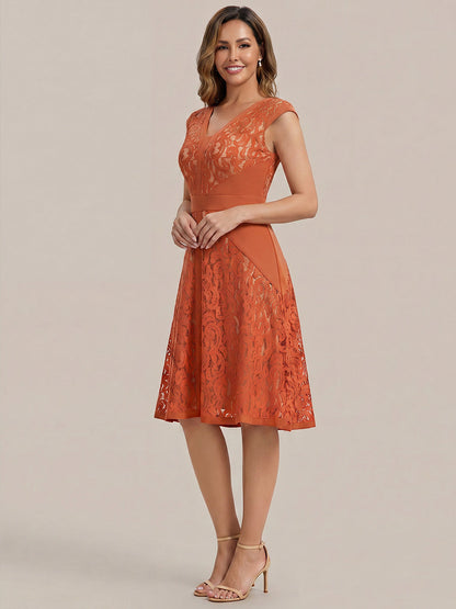 Lace See-through Sleeveless High Stretch Wedding Guest Dress