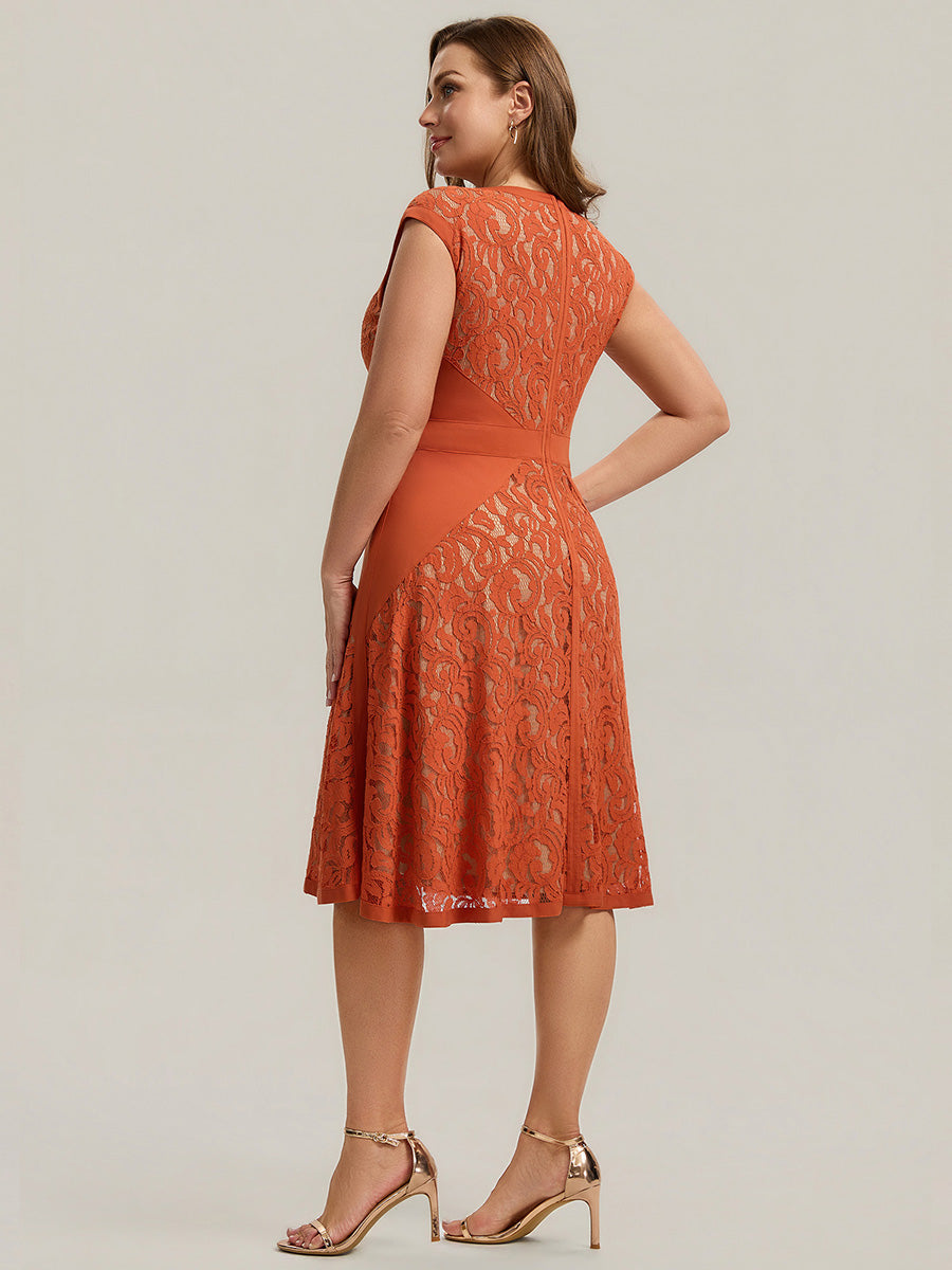 Lace See-through Sleeveless High Stretch Wedding Guest Dress