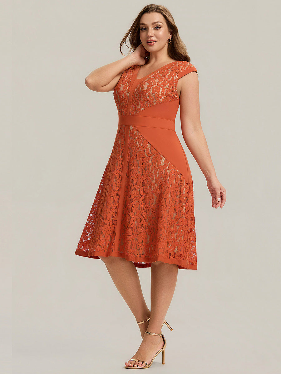 Lace See-through Sleeveless High Stretch Wedding Guest Dress