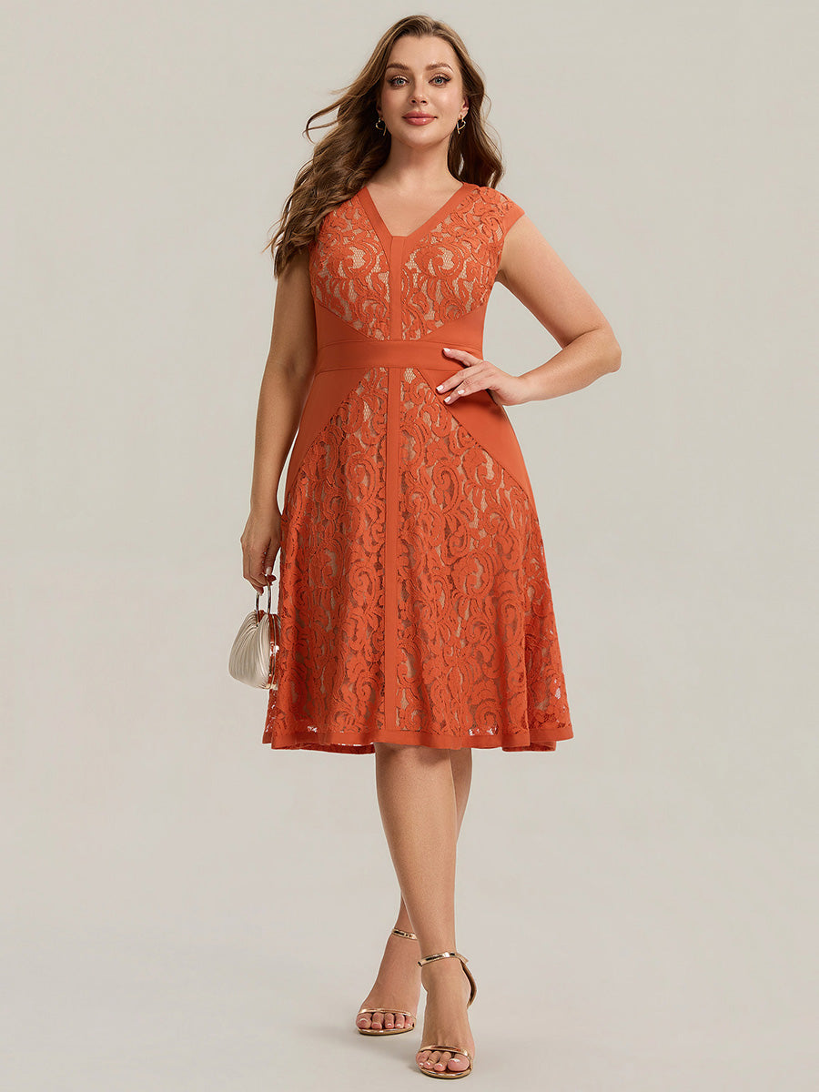 Lace See-through Sleeveless High Stretch Wedding Guest Dress