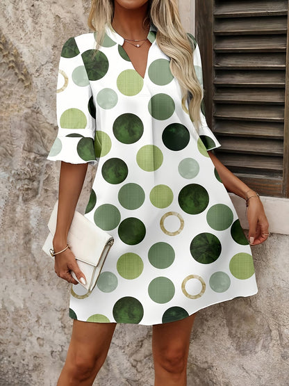 Veda | Modern Mid Sleeve Dotted Dress — Alfa Empire, view 2