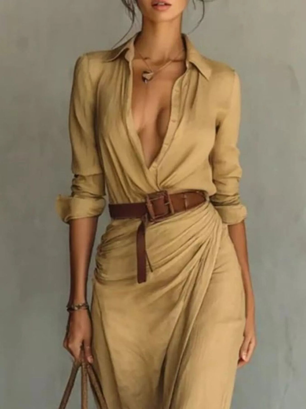 Verity | Refined Belted Long Sleeve Maxi Dress — Alfa Empire, view 2