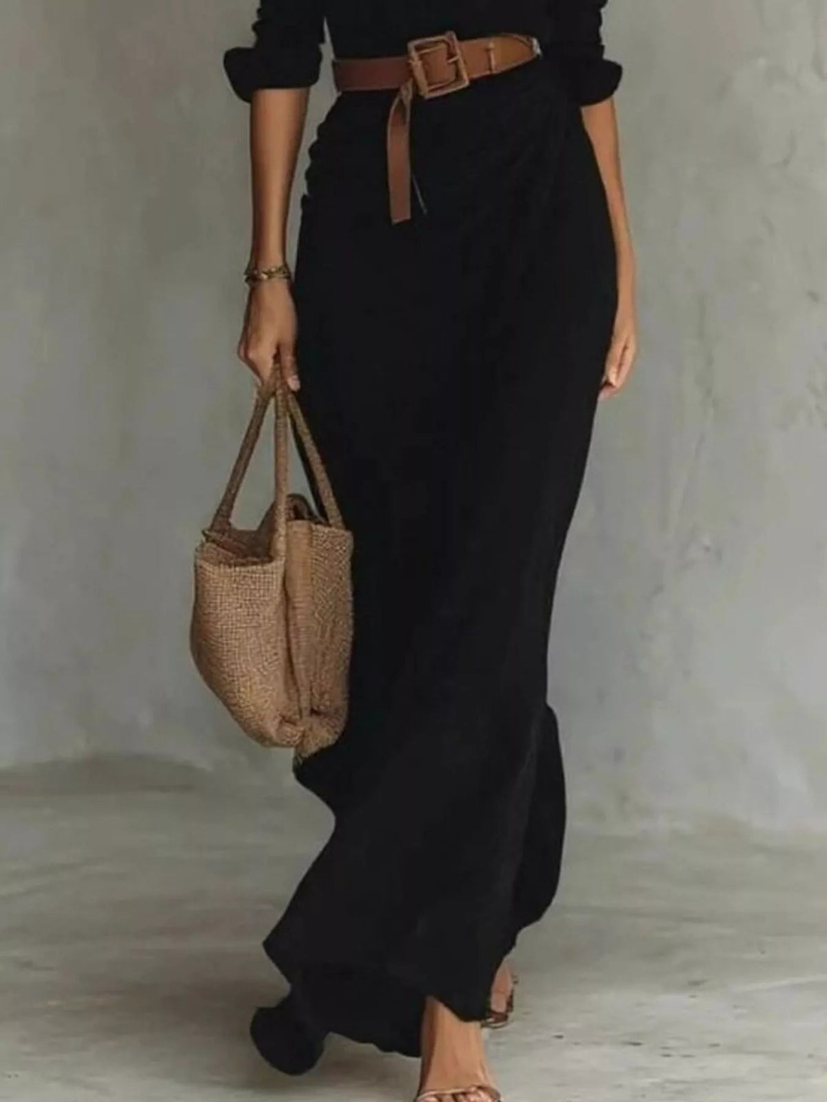 Verity | Refined Belted Long Sleeve Maxi Dress — Alfa Empire, view 6