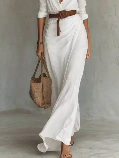 Verity | Refined Belted Long Sleeve Maxi Dress — Alfa Empire, view 9