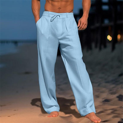 Victor | Classic Plain Wide Pants — Blue — Alfa Empire, view 4