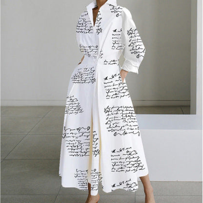 Vienna | Refined Front Wrap Collared Maxi Dress — White Letter — Alfa Empire, view 6