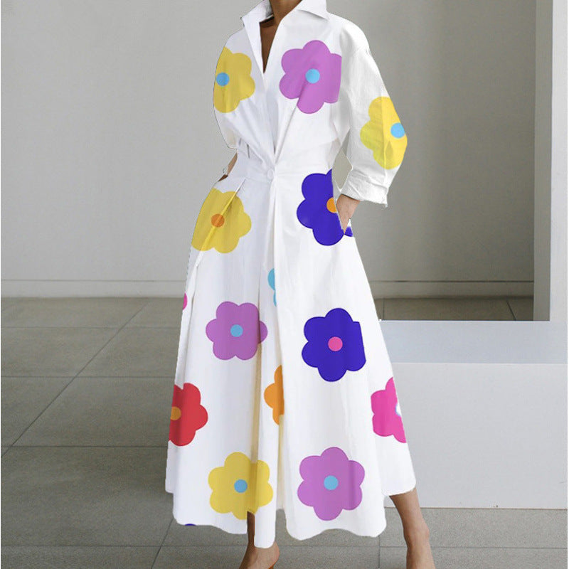 Vienna | Refined Front Wrap Collared Maxi Dress — White Flower — Alfa Empire, view 8