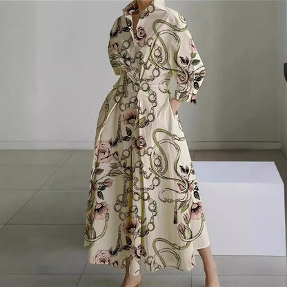 Vienna | Refined Front Wrap Collared Maxi Dress — Gold Chain — Alfa Empire, view 13