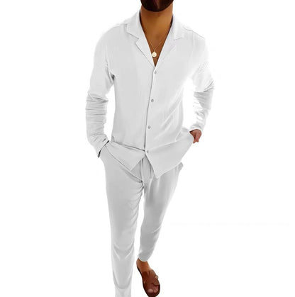 Westley | Timeless Long Sleeve and Fitted Pant Set — White — Alfa Empire, view 5