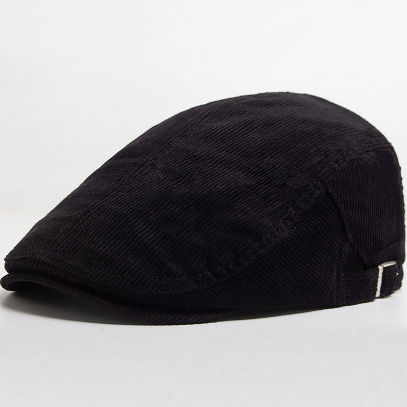 William | Classic Corduroy Flat Cap — Charcoal Black — Alfa Empire, view 8