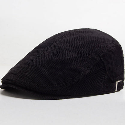 William | Classic Corduroy Flat Cap — Charcoal Black — Alfa Empire, view 8