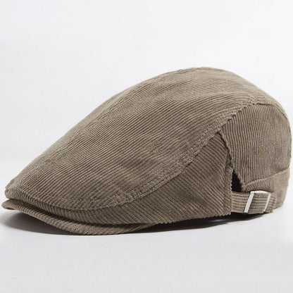 William | Classic Corduroy Flat Cap — Taupe Beige — Alfa Empire, view 9