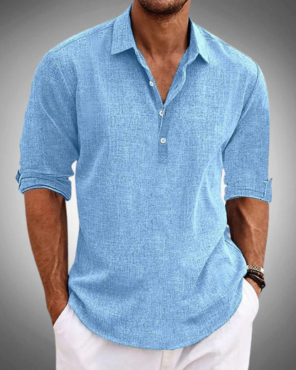 William | Classic Button-Up Summer Shirt — Blue — Alfa Empire, view 3