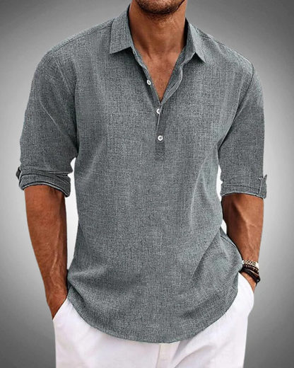 William | Classic Button-Up Summer Shirt — Grey — Alfa Empire, view 4