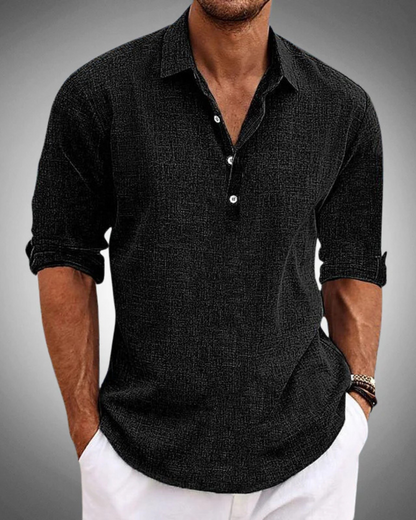 William | Classic Button-Up Summer Shirt — Black — Alfa Empire, view 5