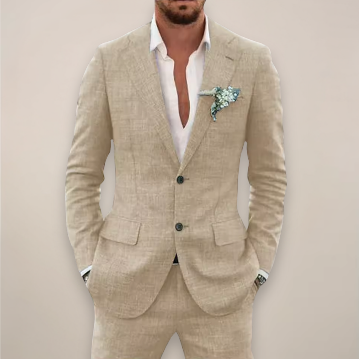 William | Modern Tailored Two-Piece Suit — Beige — Alfa Empire, view 3