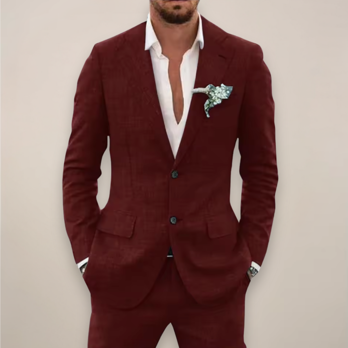William | Modern Tailored Two-Piece Suit — Wine Red — Alfa Empire, view 5