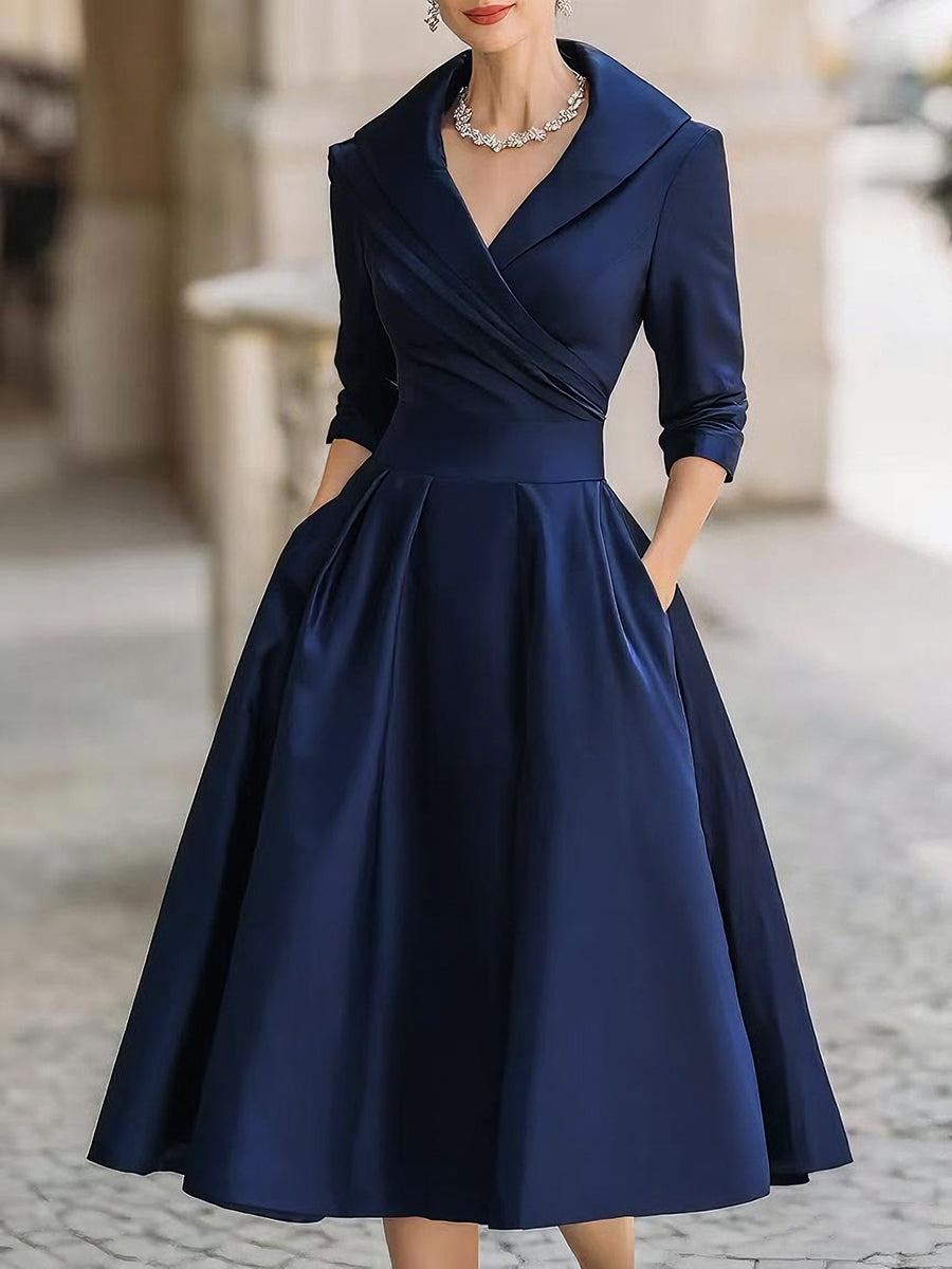 Willow | Refined Holiday Long Dress — Navy Blue — Alfa Empire, view 5