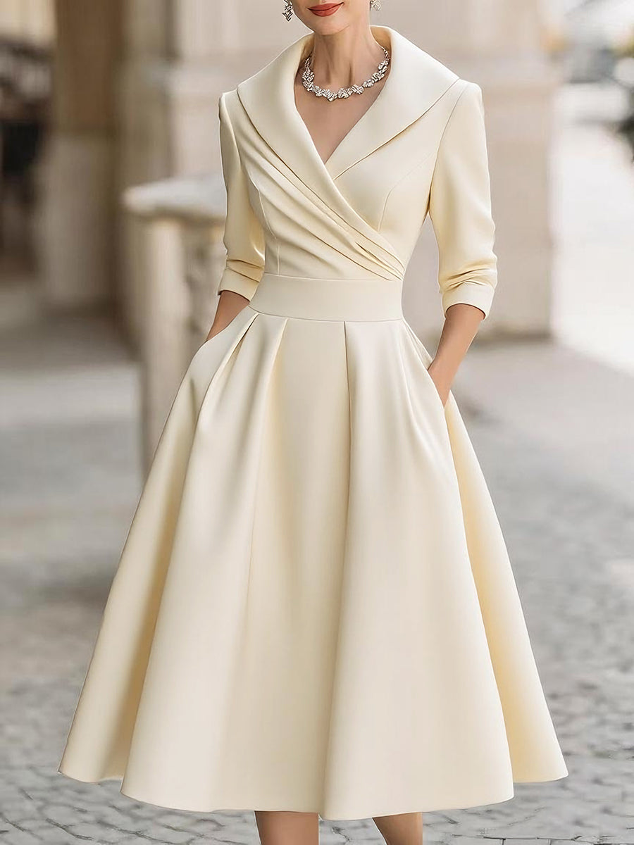Willow | Refined Holiday Long Dress — Beige — Alfa Empire, view 7