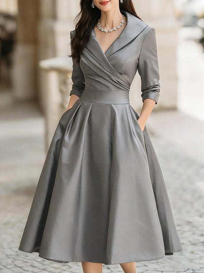 Willow | Refined Holiday Long Dress — Gray — Alfa Empire, view 9