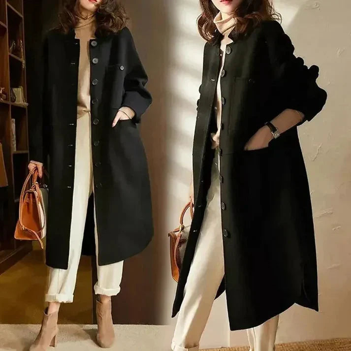 Women's Button-Front Long Jacket with Pockets — Alfa Empire, view 3